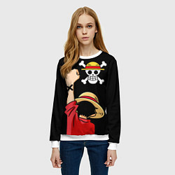 Свитшот женский One piece - Monkey D Luffy, цвет: 3D-белый — фото 2