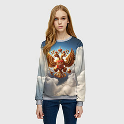 Свитшот женский Герб России в облаках, цвет: 3D-меланж — фото 2