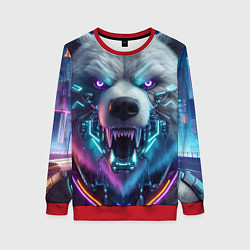 Женский свитшот Cyber bear - neon glow