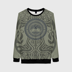 Свитшот женский Слава богам и предкам - Иггдрасиль, цвет: 3D-черный