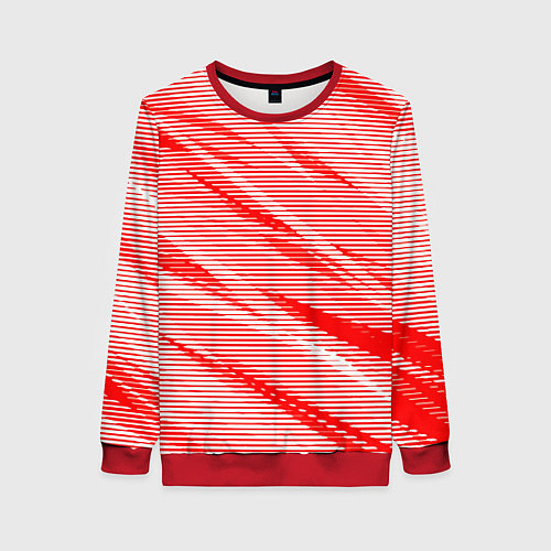Женский свитшот Полосатый красно-белый / 3D-Красный – фото 1