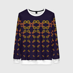 Свитшот женский Цветочный орнамент на синем, цвет: 3D-белый