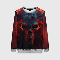 Свитшот женский Demon skull with horns, цвет: 3D-меланж