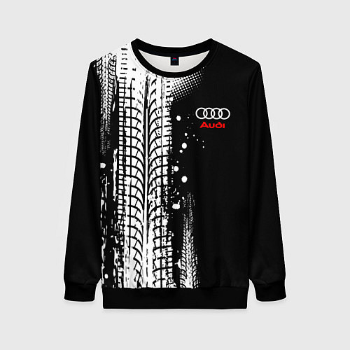 Женский свитшот Ауди - следы от шин / 3D-Черный – фото 1