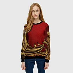 Свитшот женский Классический золотой узор на красном бархате, цвет: 3D-черный — фото 2