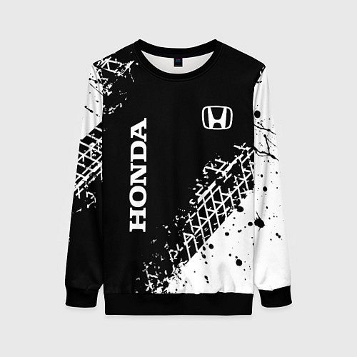 Женский свитшот Хонда: следы от шин / 3D-Черный – фото 1