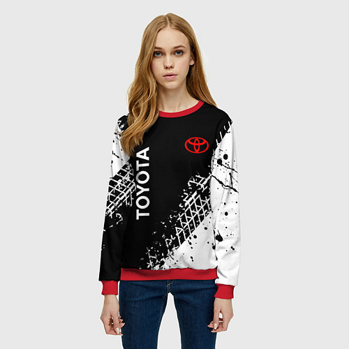 Женский свитшот Тойота: следы от шин / 3D-Красный – фото 3