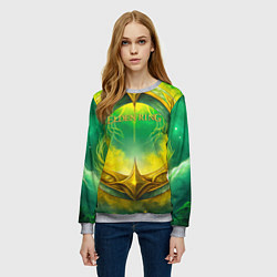 Свитшот женский Elden Ring зелено-желтое кольцо, цвет: 3D-меланж — фото 2