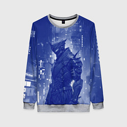 Свитшот женский Боевой андроид в синих тонах, цвет: 3D-меланж