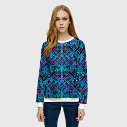 Свитшот женский Неоновый арт деко синтивейв узор, цвет: 3D-белый — фото 2