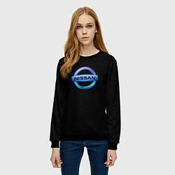 Свитшот женский Nissan logo neon, цвет: 3D-черный — фото 2