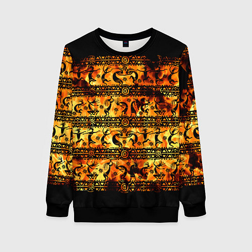 Женский свитшот Кокопелли - танцы в огне / 3D-Черный – фото 1