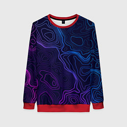 Свитшот женский Абстрактная топографическая карта, цвет: 3D-красный