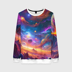 Женский свитшот Космический пейзаж яркий с галактиками
