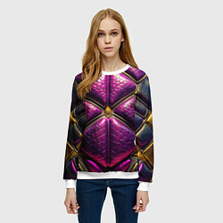 Свитшот женский Текстурная кожа в космическом стиле костюма жука, цвет: 3D-белый — фото 2
