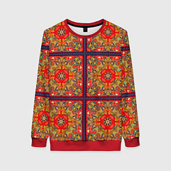 Свитшот женский Орнамент пейсли, цвет: 3D-красный