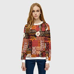 Свитшот женский Гавайские острова - райский уголок, цвет: 3D-белый — фото 2