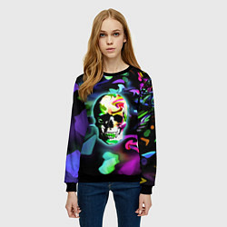 Свитшот женский Цветной череп, цвет: 3D-черный — фото 2