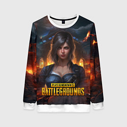 Свитшот женский Женский PUBG девушка в огне, цвет: 3D-белый