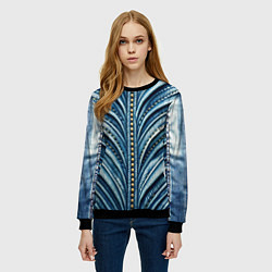 Свитшот женский Вышивка линий на джинсах, цвет: 3D-черный — фото 2