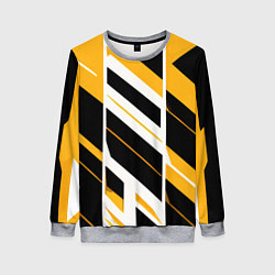 Свитшот женский Black and yellow stripes on a white background, цвет: 3D-меланж