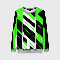 Свитшот женский Black and green stripes on a white background, цвет: 3D-меланж