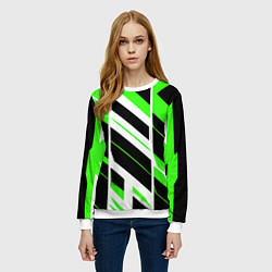 Свитшот женский Black and green stripes on a white background, цвет: 3D-белый — фото 2