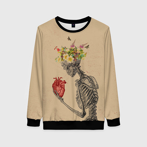 Женский свитшот Bone and heart / 3D-Черный – фото 1