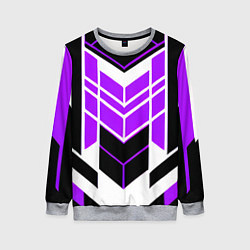 Свитшот женский Purple and black stripes on a white background, цвет: 3D-меланж