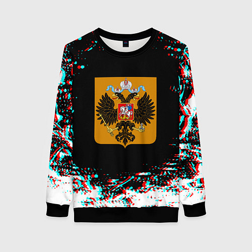 Женский свитшот Российская империя герб глитч / 3D-Черный – фото 1