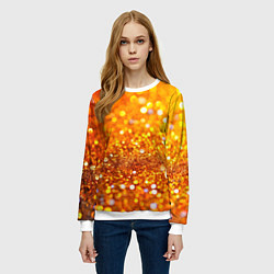 Свитшот женский Оранжевые и желтые блестяшки боке, цвет: 3D-белый — фото 2