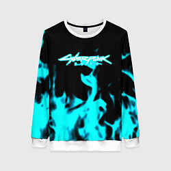 Женский свитшот Cyberpunk neon flame
