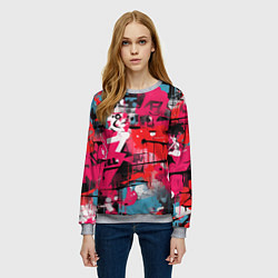 Свитшот женский Красное граффити, цвет: 3D-меланж — фото 2
