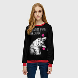 Свитшот женский Я не ударился головой - я креативный, цвет: 3D-красный — фото 2