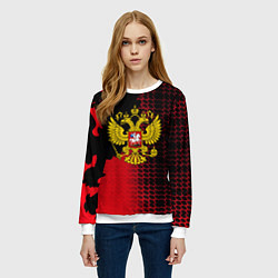 Свитшот женский Россия герб патриотический стиль, цвет: 3D-белый — фото 2