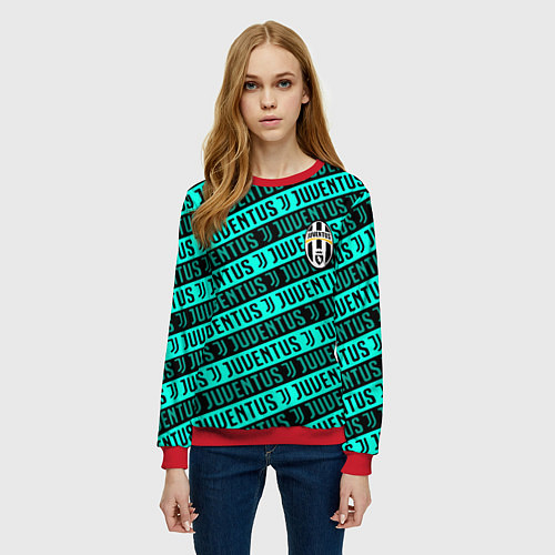 Женский свитшот Juventus pattern logo steel / 3D-Красный – фото 3