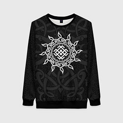 Свитшот женский Символика белобога в орнаменте, цвет: 3D-черный