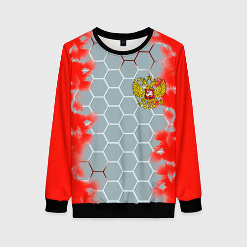 Женский свитшот Россия абстрактные соты / 3D-Черный – фото 1