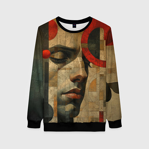 Женский свитшот Мужское лицо в перспективе / 3D-Черный – фото 1