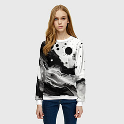 Свитшот женский Чёрно-белая абстракция - кляксы, цвет: 3D-белый — фото 2