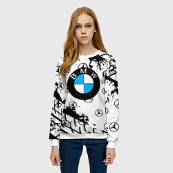 Свитшот женский BMW x Mercedes краски, цвет: 3D-белый — фото 2