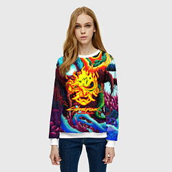 Свитшот женский Cyberpunk hyperbeast steel, цвет: 3D-белый — фото 2