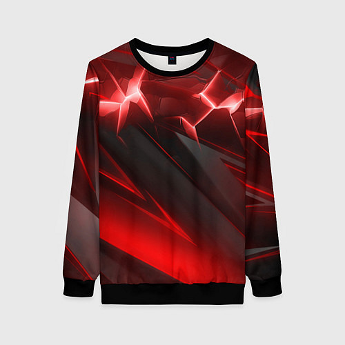 Женский свитшот Яркая красная объемная абстракция / 3D-Черный – фото 1