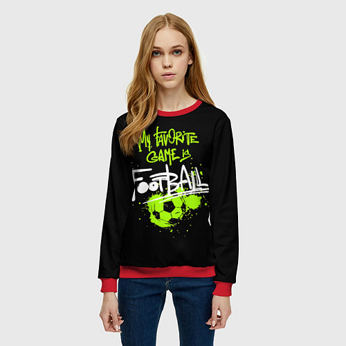 Женский свитшот Моя любимая игра футбол / 3D-Красный – фото 3