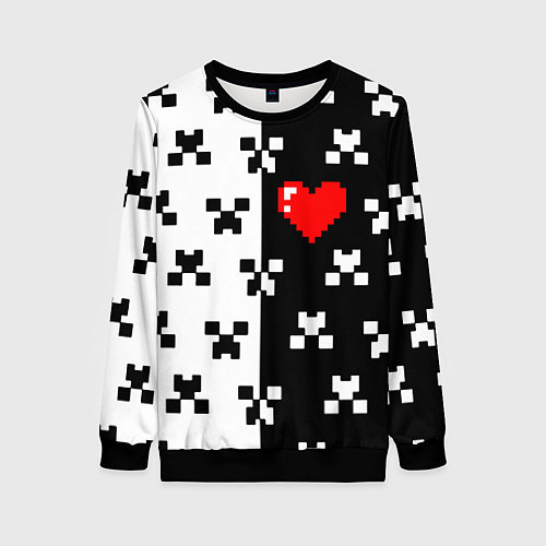 Женский свитшот Minecraft pattern love / 3D-Черный – фото 1