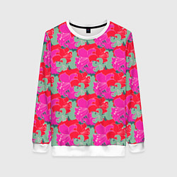 Свитшот женский Красные синие желтые цветы лилии, цвет: 3D-белый