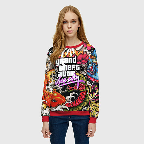 Женский свитшот GTA vice city yakudza / 3D-Красный – фото 3
