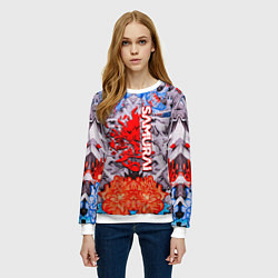 Свитшот женский Cyberpunk 2077 samurai tatoo, цвет: 3D-белый — фото 2