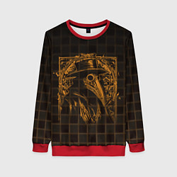 Женский свитшот Чумной доктор на клетчатом паттерне