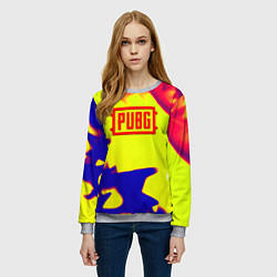 Свитшот женский PUBG neon flame, цвет: 3D-меланж — фото 2